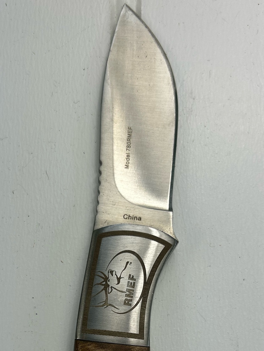 Browning Knife RMEF Belt Brown Wood Handle Silver Blade Holder Hunting - Picture 7 of 8